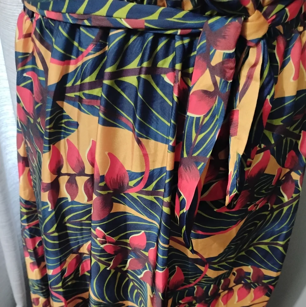 Coolples Tropical Printed V-Neck Sleeveless Maxi Dress, Sz L - Picture 6 of 14
